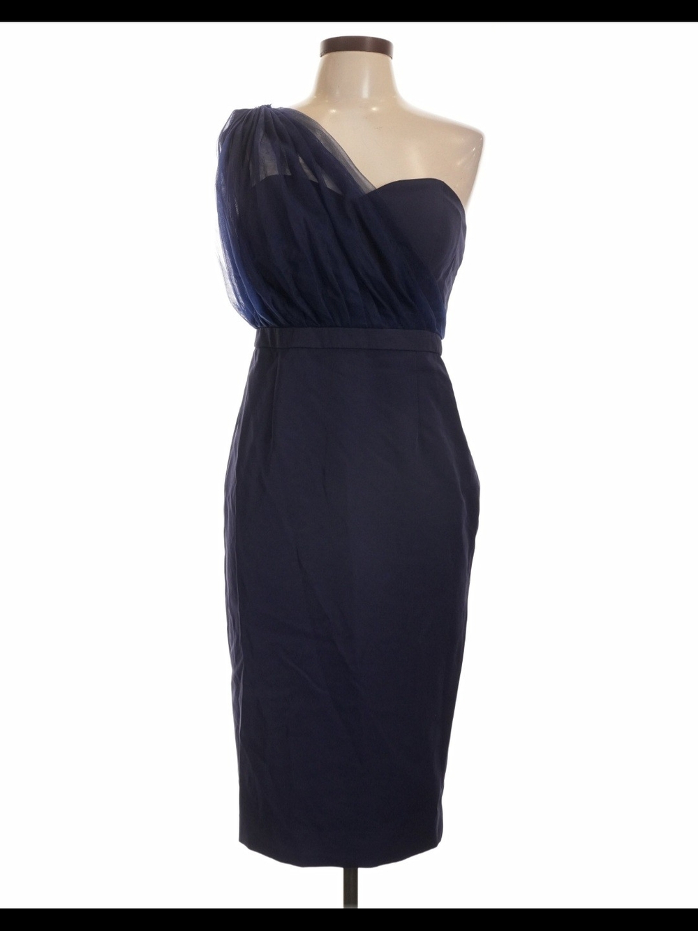 Asymmetrical Navy One-Shoulder Sheath Dress
